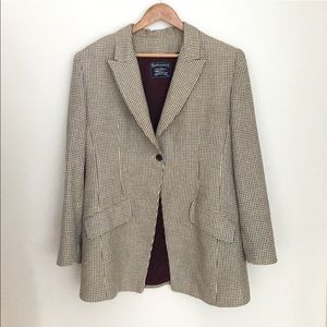 Vintage Burberry Beige Houndstooth Blazer